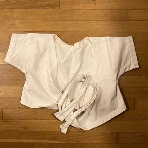 Lauren winter cream denim wrap top